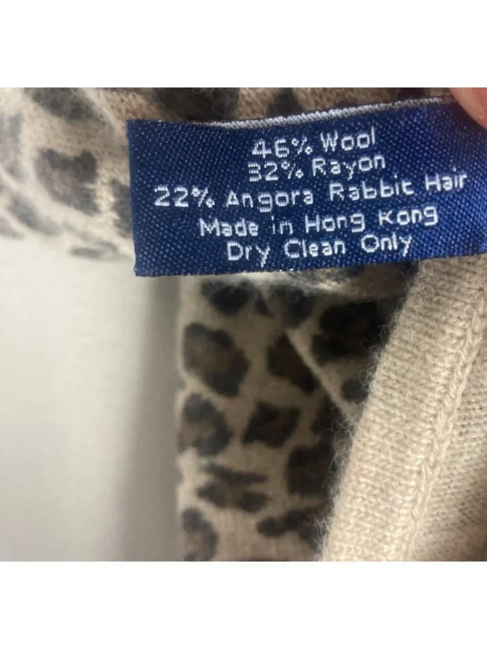 Ann Taylor Leopard Print Wool Angora Scarf Wrap Shawl Beige Brown 23x88